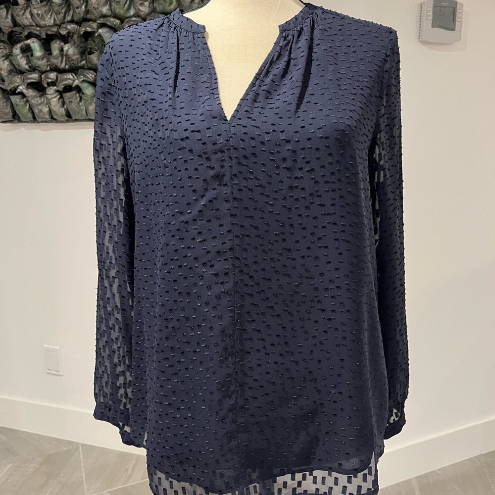 J. Crew Textured Navy Blouse